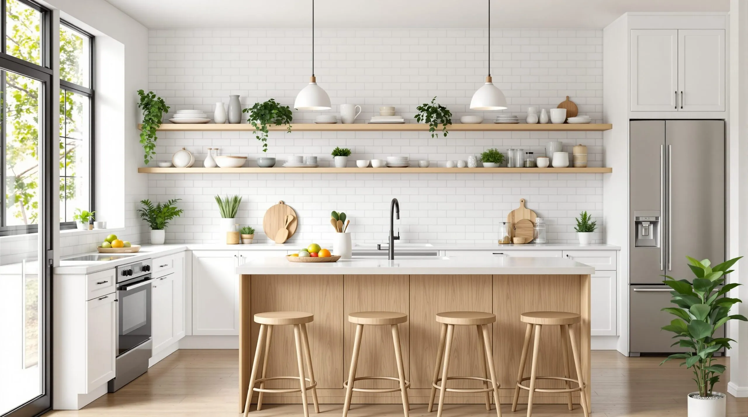 cocina blanca y madera